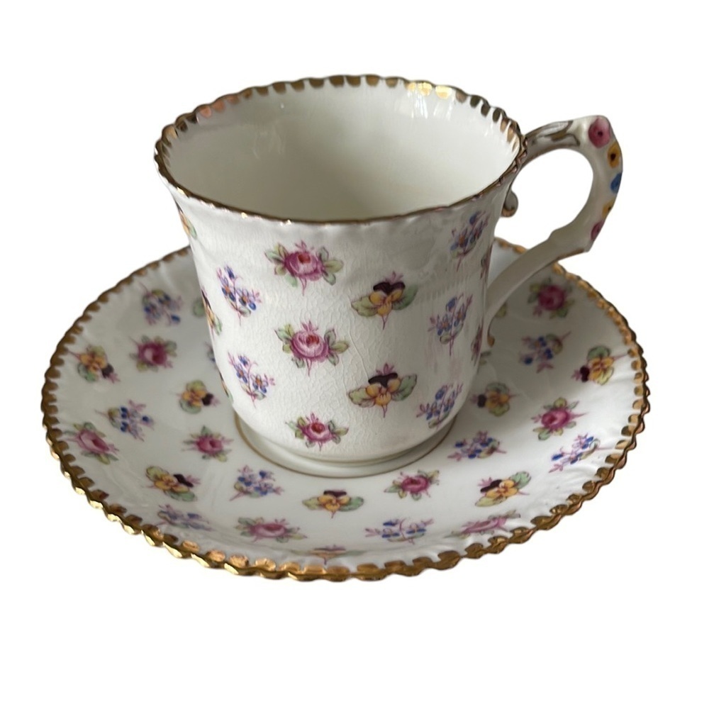 Royal Stafford forget me not floral teacup and saucer, bone china